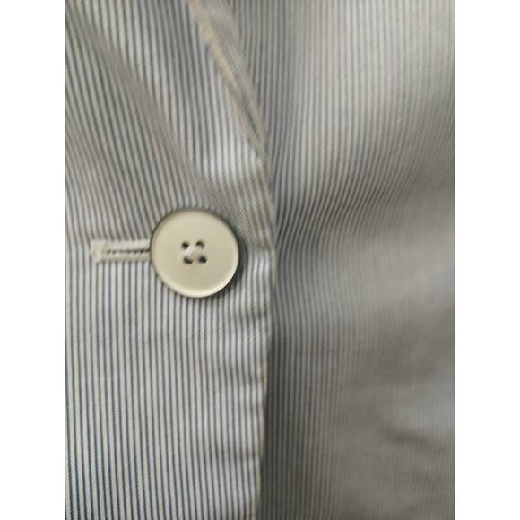 Attention Blu&Wht Pin Striped
 One Button Closure Lined w/ Pockets Blazer  14 - Picture 6 of 13